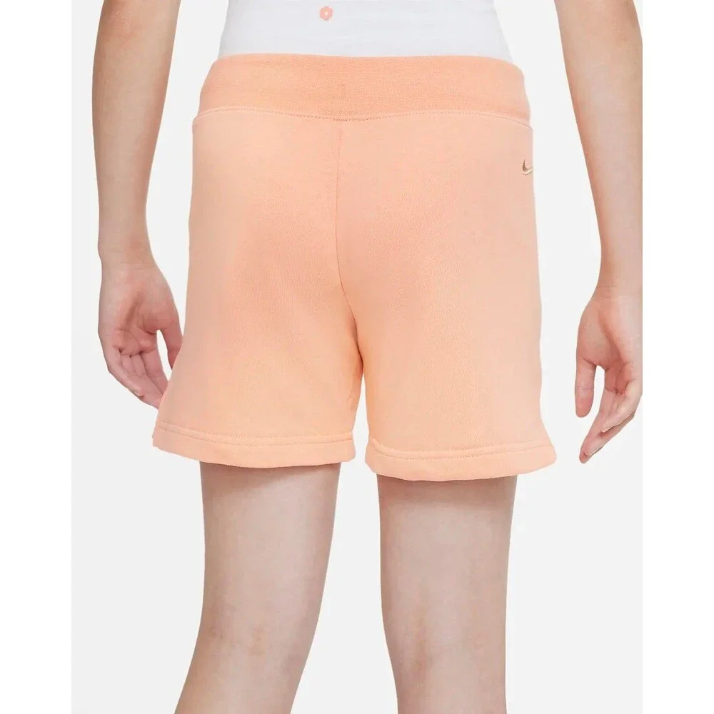 Nike Sportswear Club Big Kids' (Girls') French Terry Shorts in Pink Coral Medium